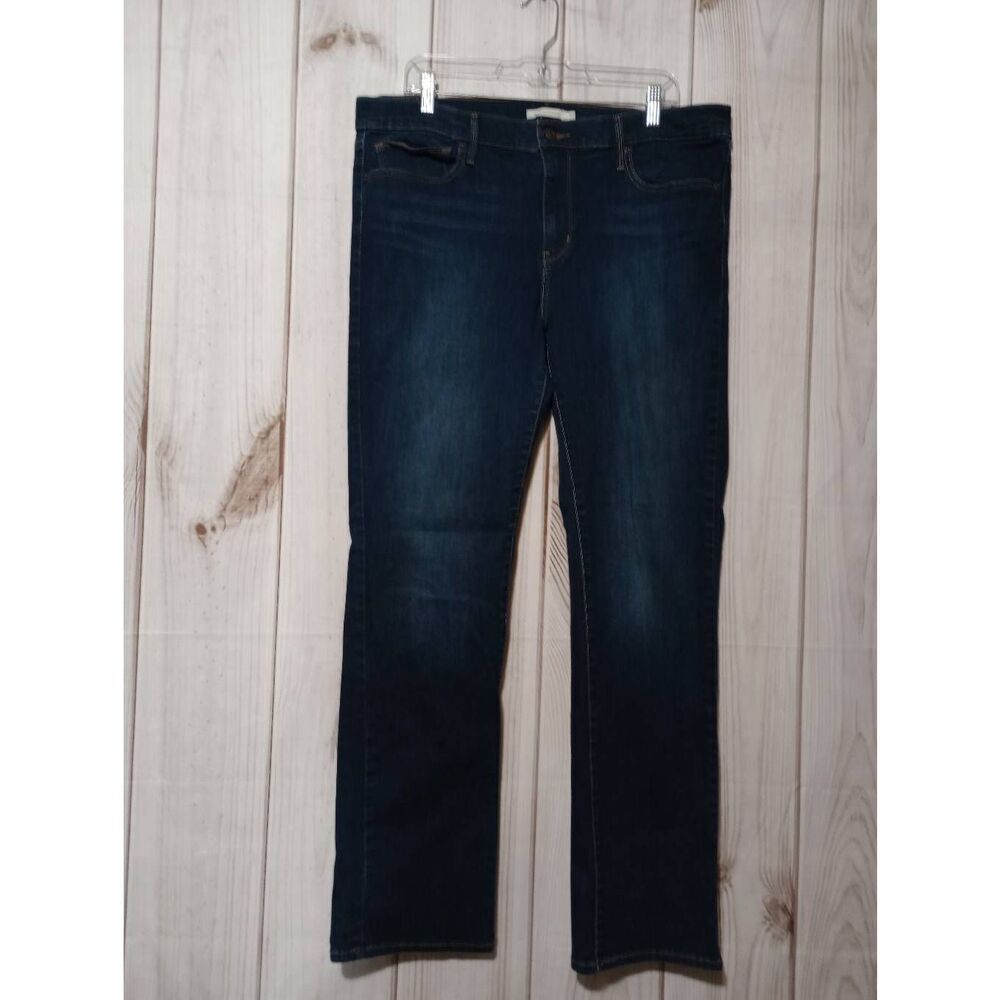 Levis Slimming Straight Jeans Womens 34 Dark Washโ Denim Blue Mid Rise Stretch